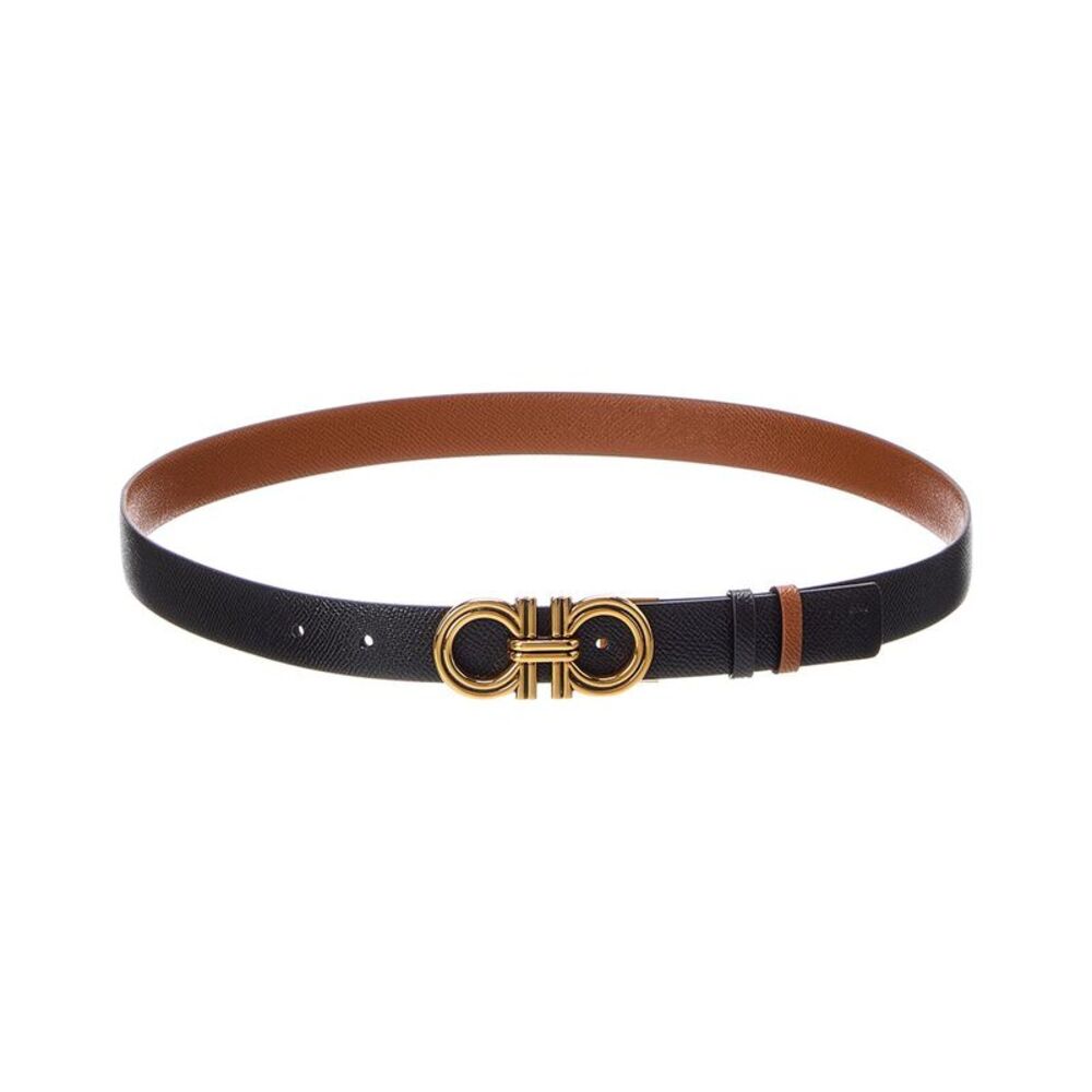 Ferragamo Gancini Reversible & Adjustable Leather Belt, Black
